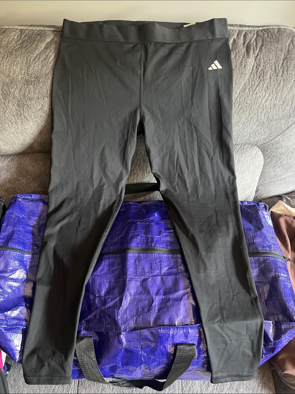 adidas Black Leggings with White Logo Accent